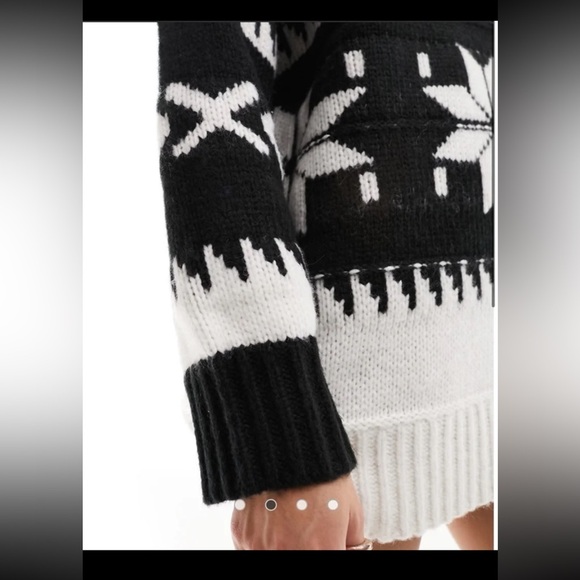 ASOS DESIGN high neck jumper in fair isle pattern in black 
Oversized Sz Medium - Picture 3 of 12